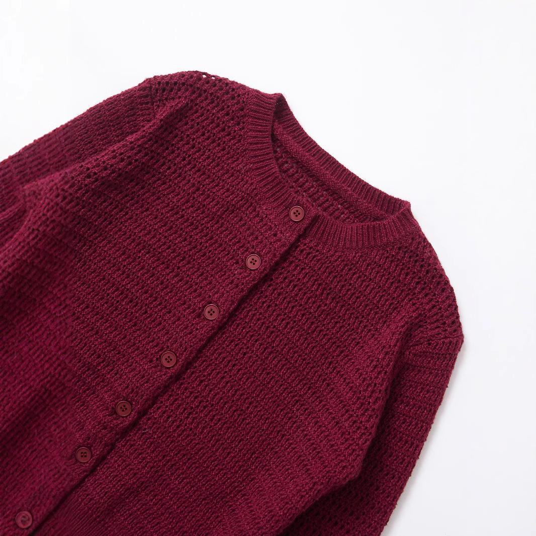Solid Color Polyester Full Sleeve Button Front Cardigan