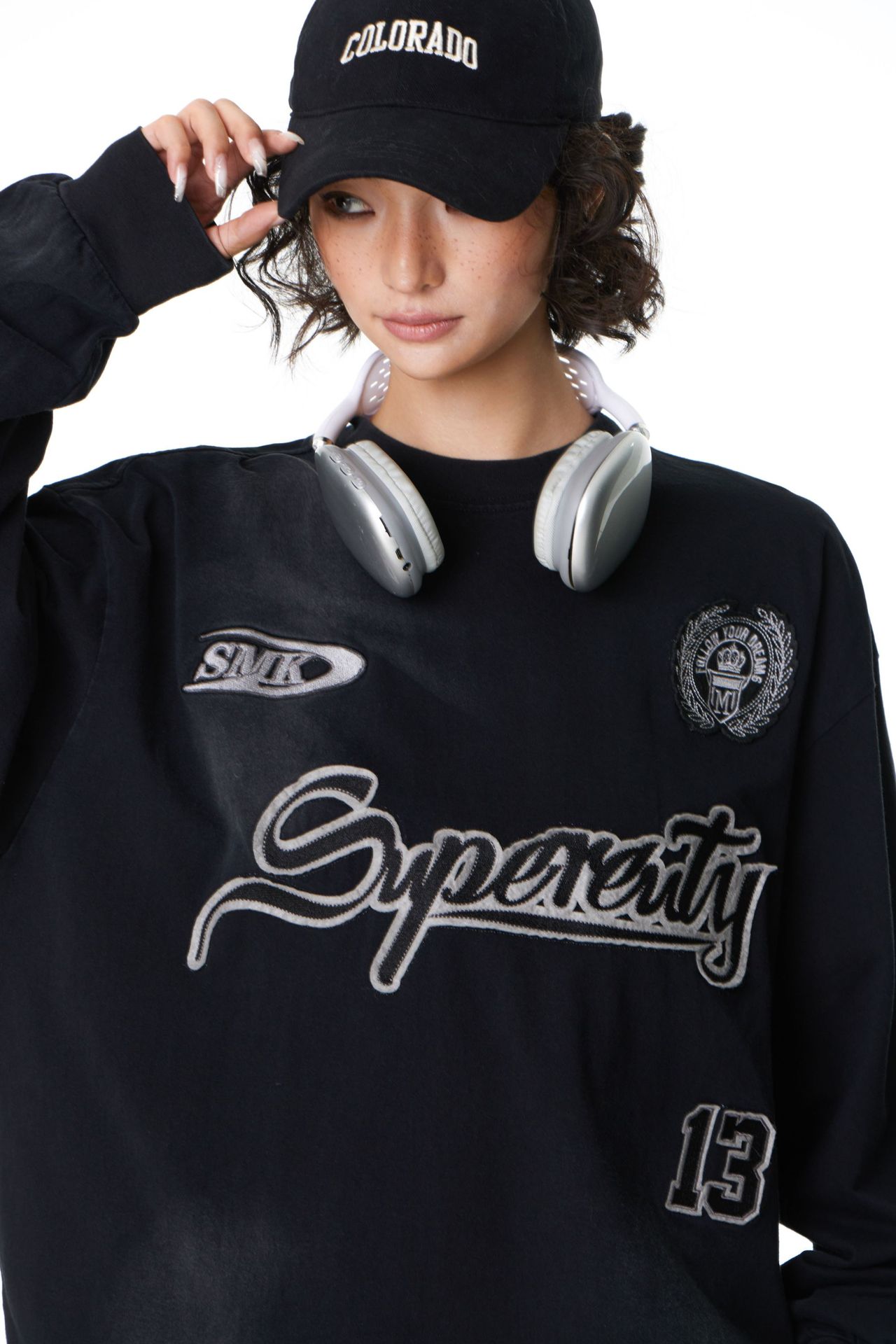 Vintage Mixed Stitched Cotton Crew Sweatshirt