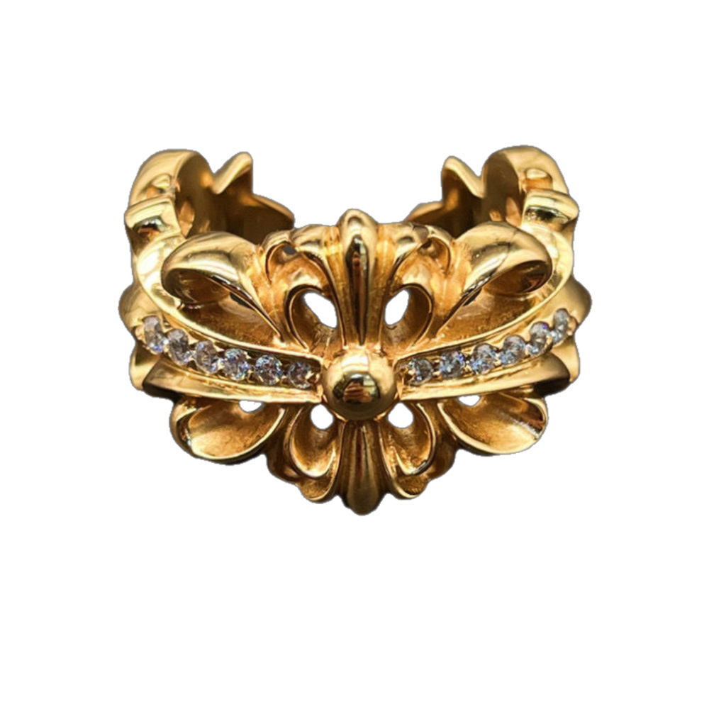 Vintage vintage ring with adjustable hip hop style and cross shaped opening for men and women