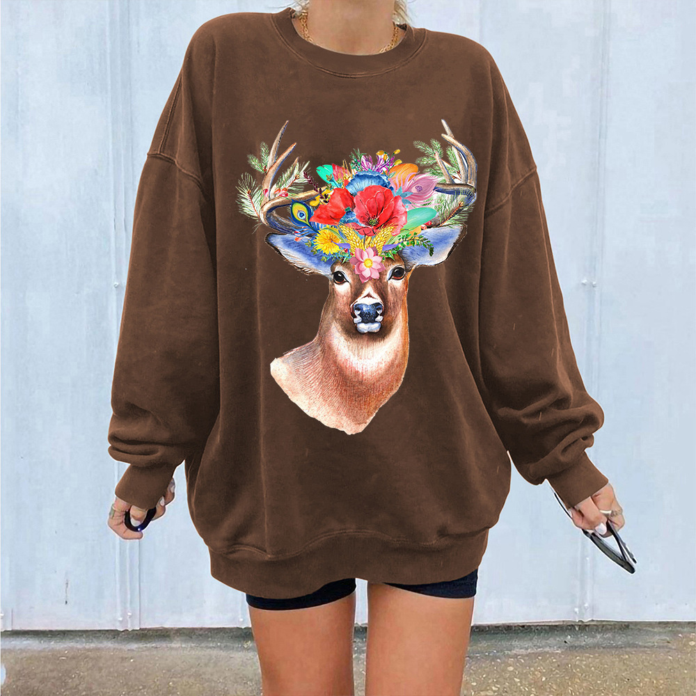 Women's Japanese Korean Oversized 3D Fawn Print Hoodie