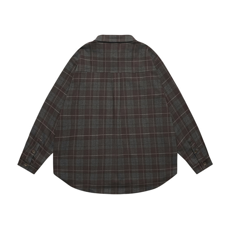 Oversized Checked Button-Down Polyester Shirt