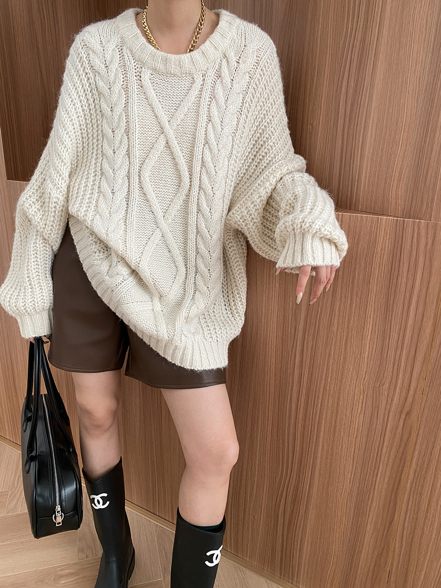 Relaxed Fit Solid Long Sleeve Sweater