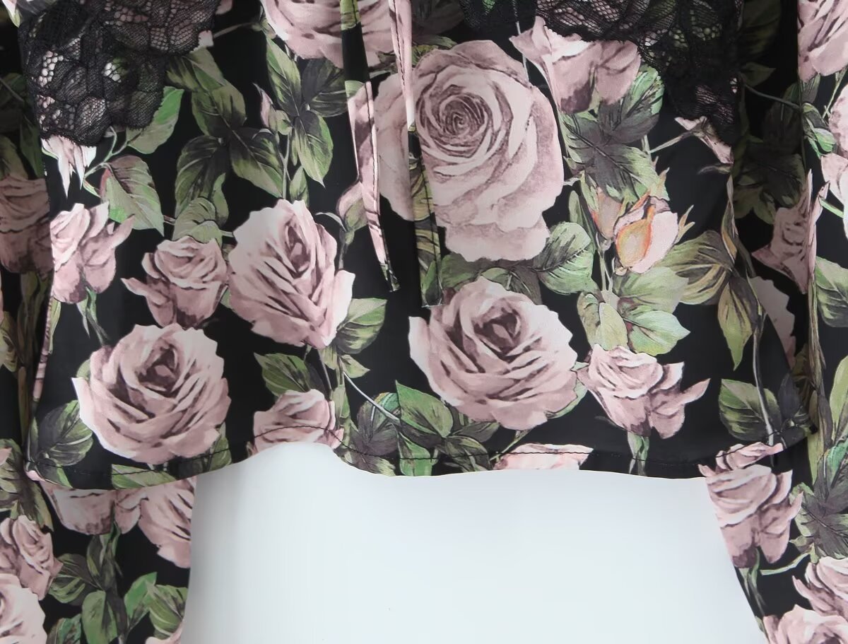 Full Sleeve Plunging Graphic Top