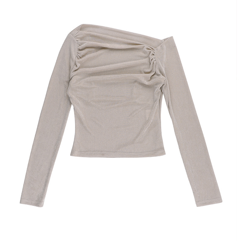 Ladies Slim Fit Solid Asymmetric Full-Length Sleeve Top
