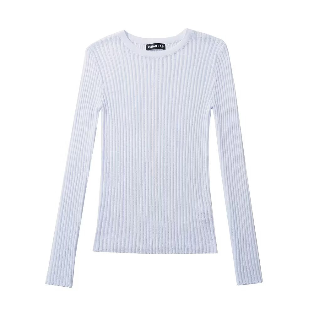Ladies Solid Sheer Mesh Full Sleeve Pullover