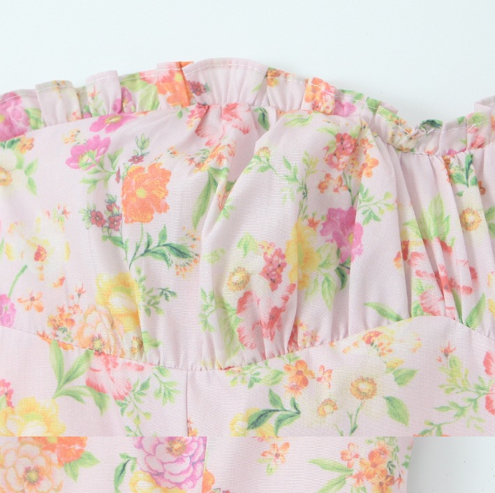Women's Clothing Floral Fishbone Tie Strap Top + Tube Top Dress Set