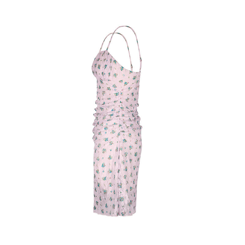 Tube Fitted Patterned Open-Back Mini Dress