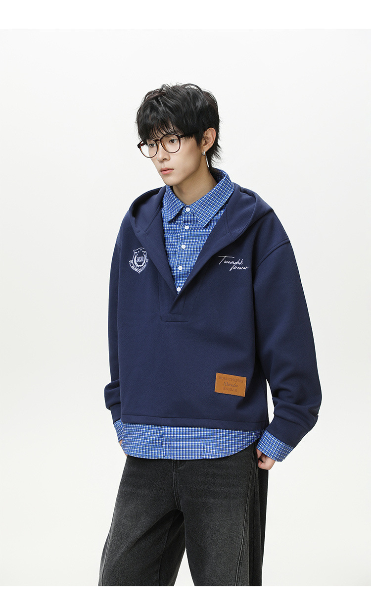 American Trend Cotton Layered Hood Sweatshirt