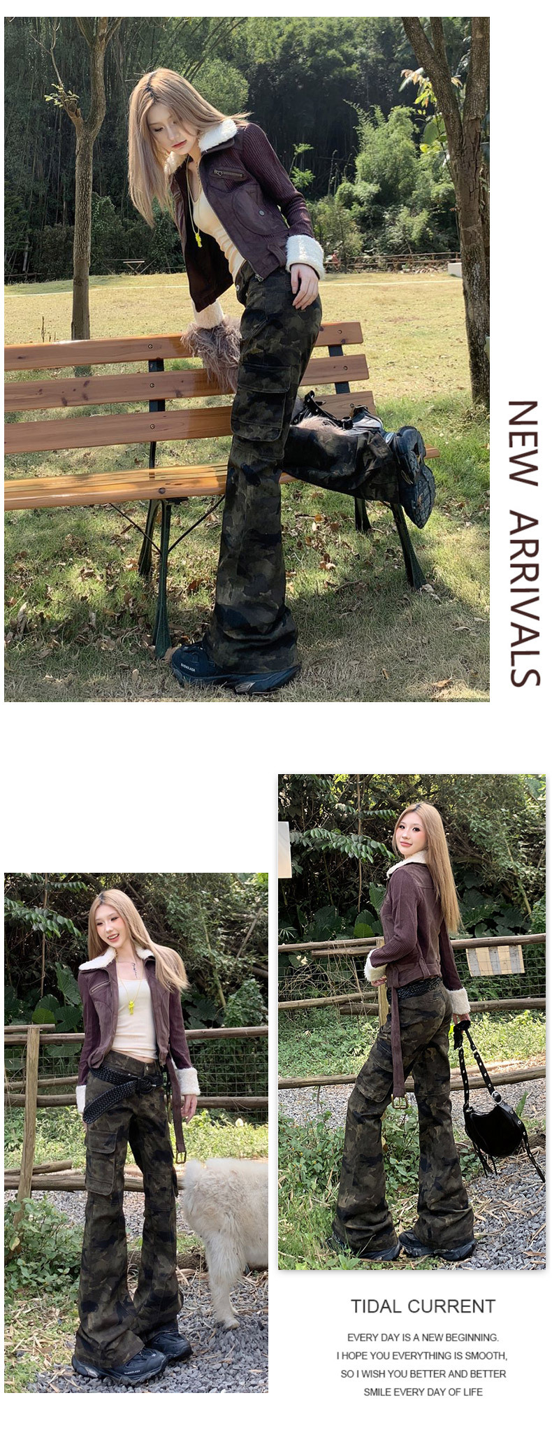 Women's Pants Camouflage Trousers Straight Leg Slim Flare Casual Pants for Women