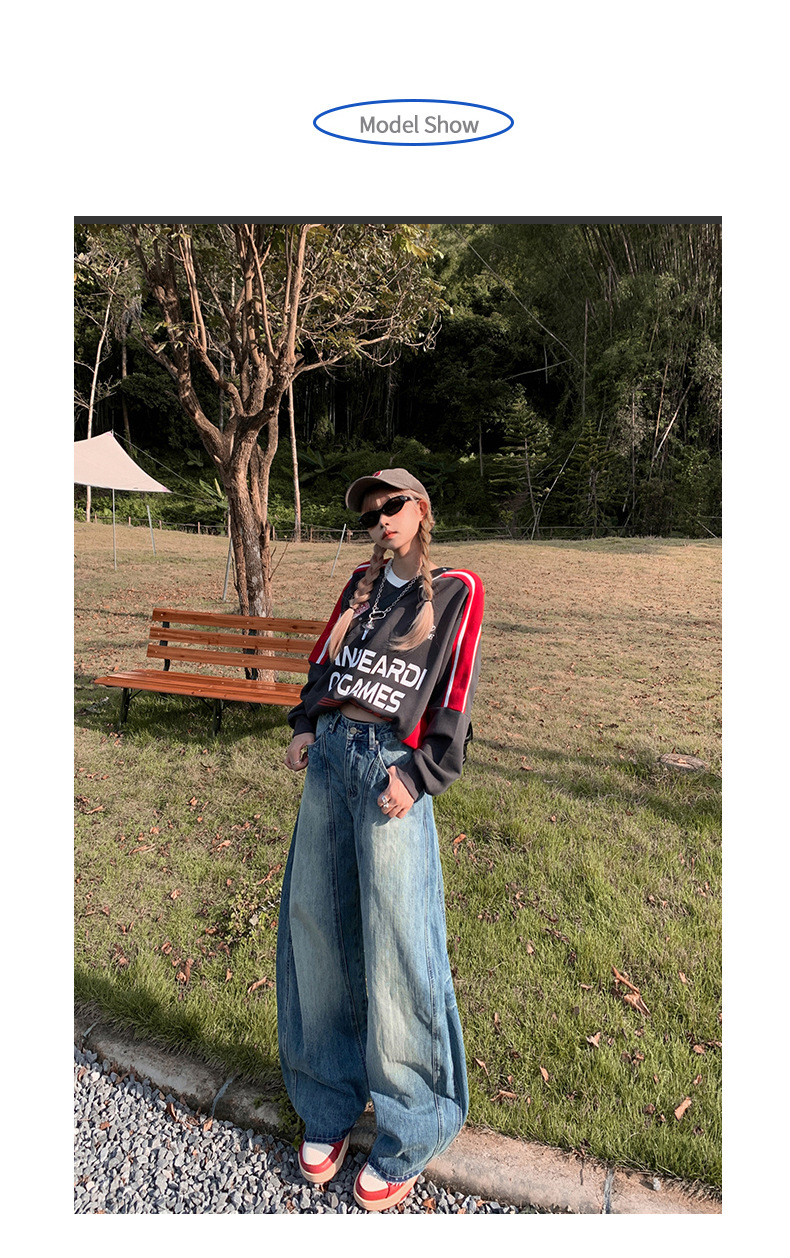 Women's Loose Wide Leg Pants Unique Design Scythe Pants High Waist Jeans