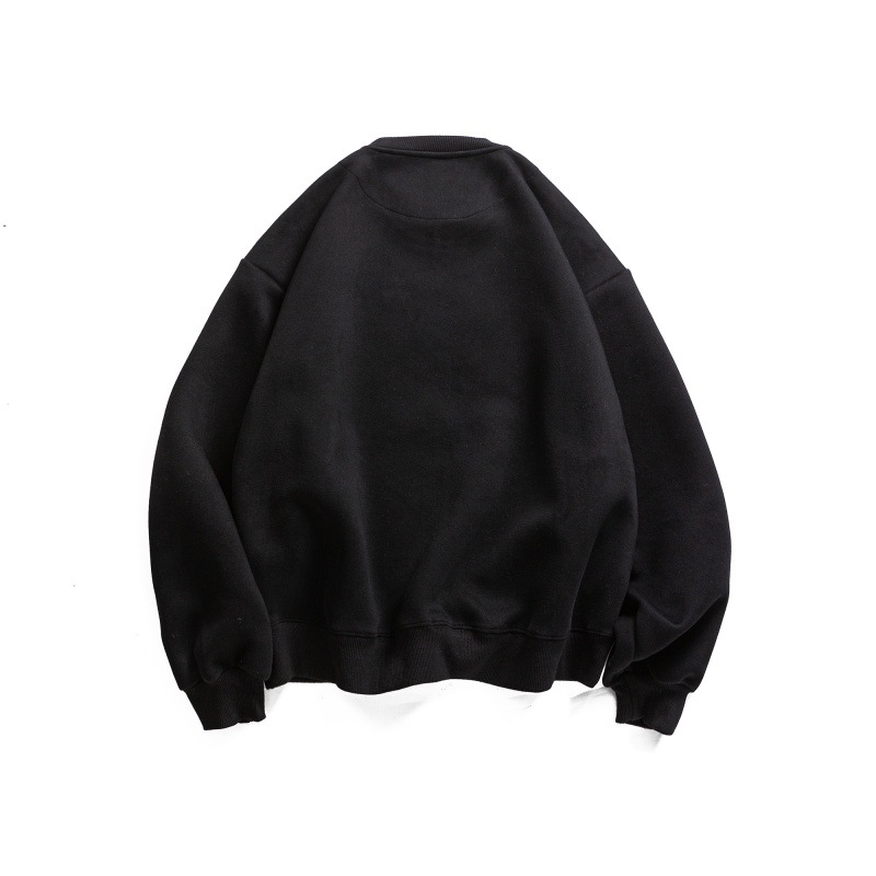 Japanese Vintage Typography Stitched Crew Oversized Hoodie