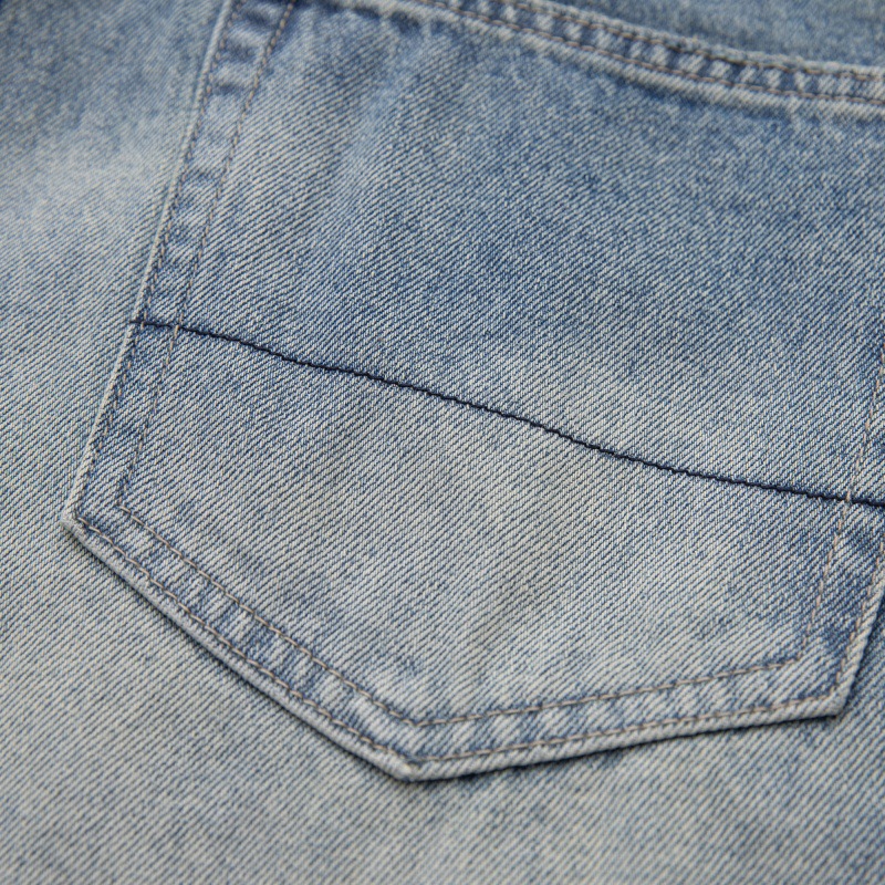 Heavy Washed Fleece Distressed Loose Casual Jeans Men
