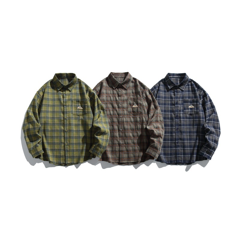 Japanese Retro Checkered Oversized Shirt