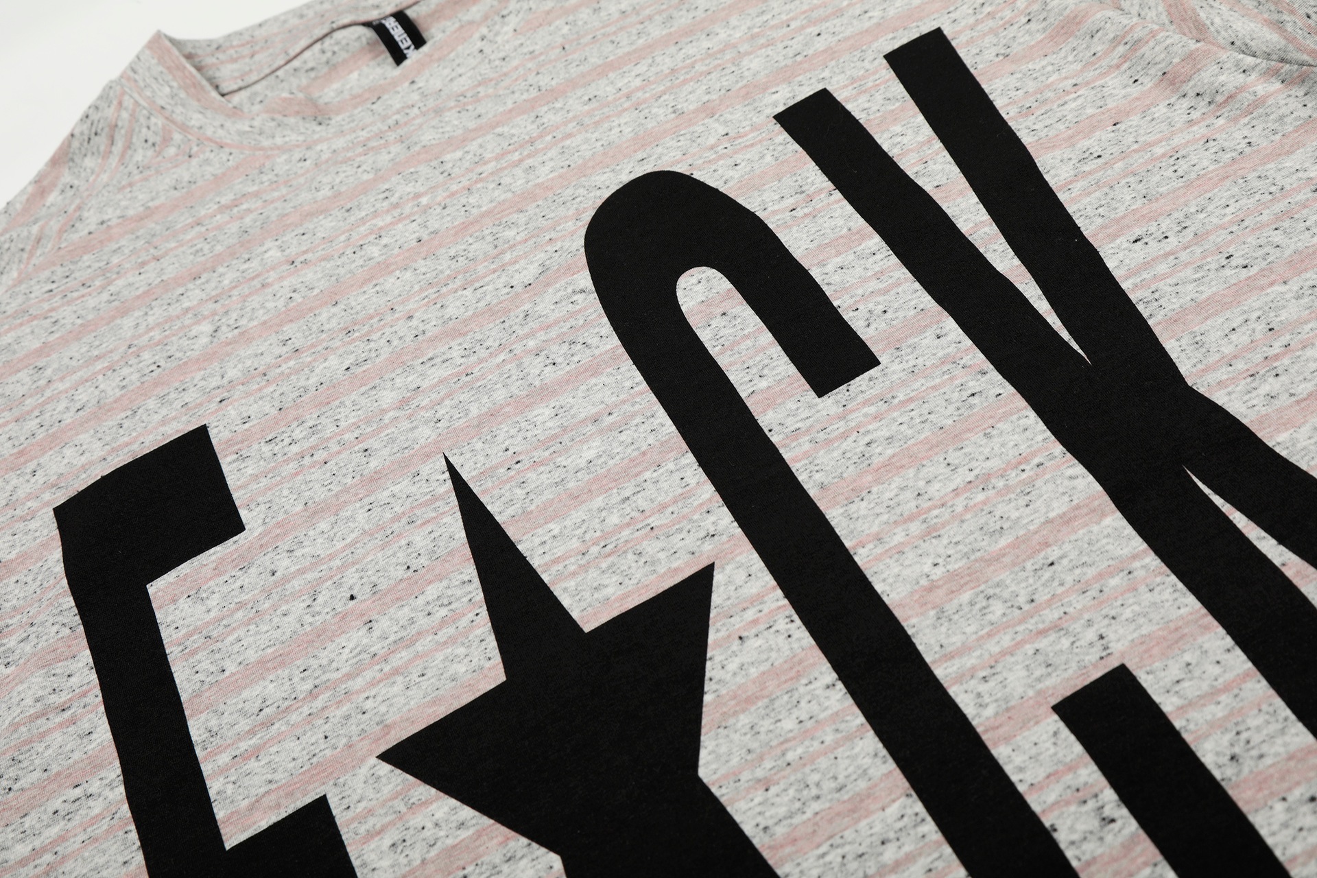 Letter Print Design Unisex Loose Stripe Long Sleeve T-Shirt