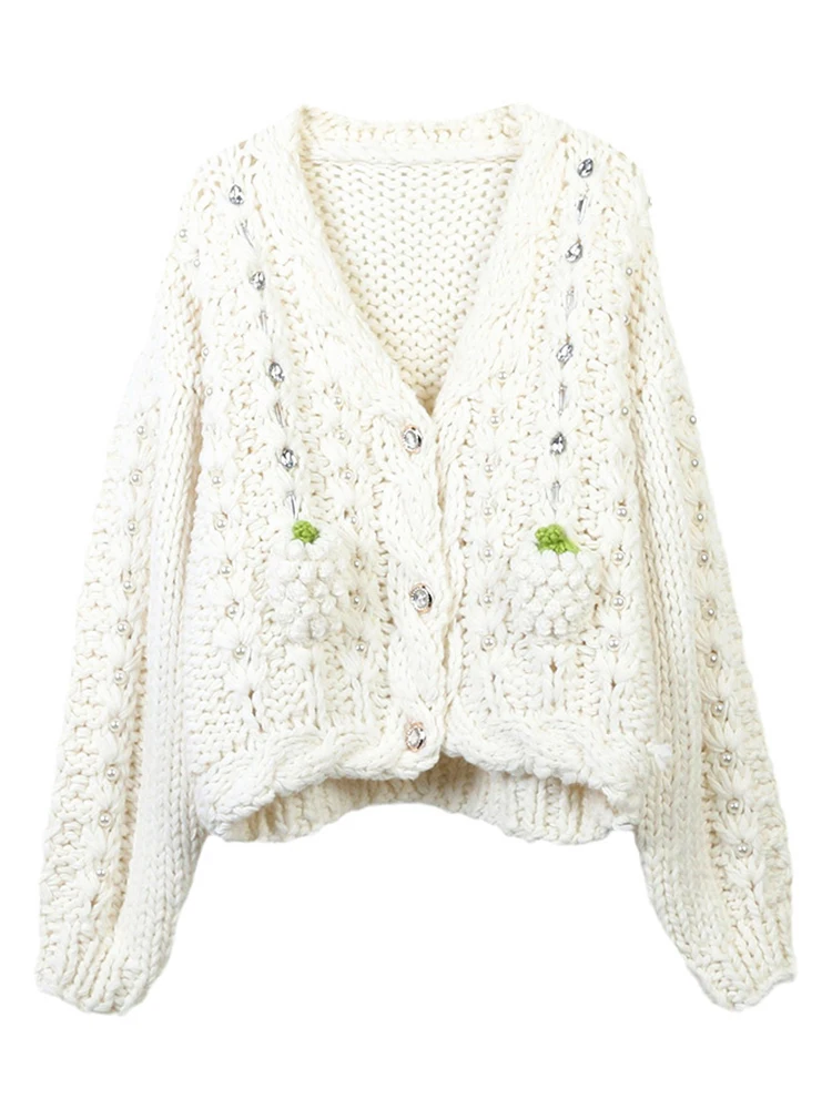 Contrast Panel Beaded Viscose Cardigan