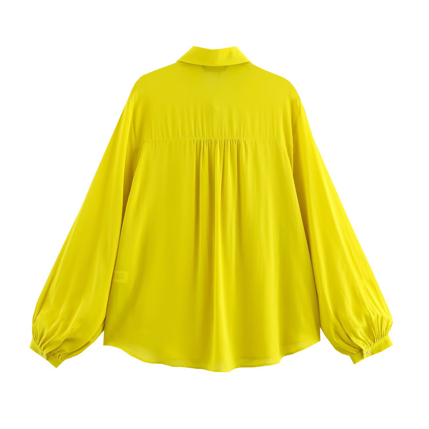 European Long Sleeve Drop Shoulder Ribbon Knot Blouse