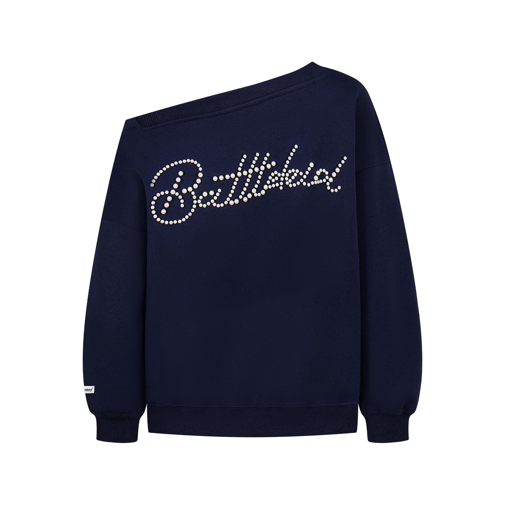 Cotton Asymmetric Monogram Embellished Hoodie