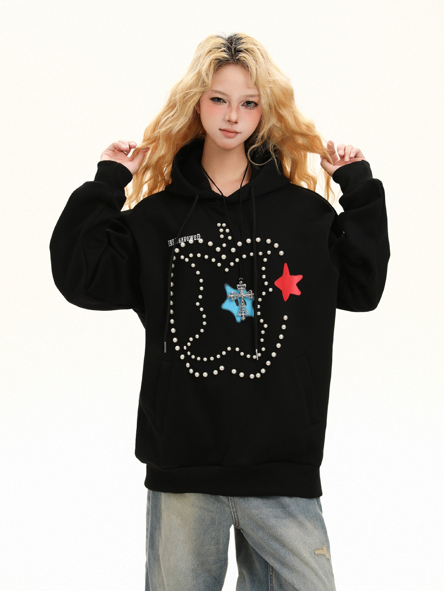 Vintage Cotton Studded Hoodie