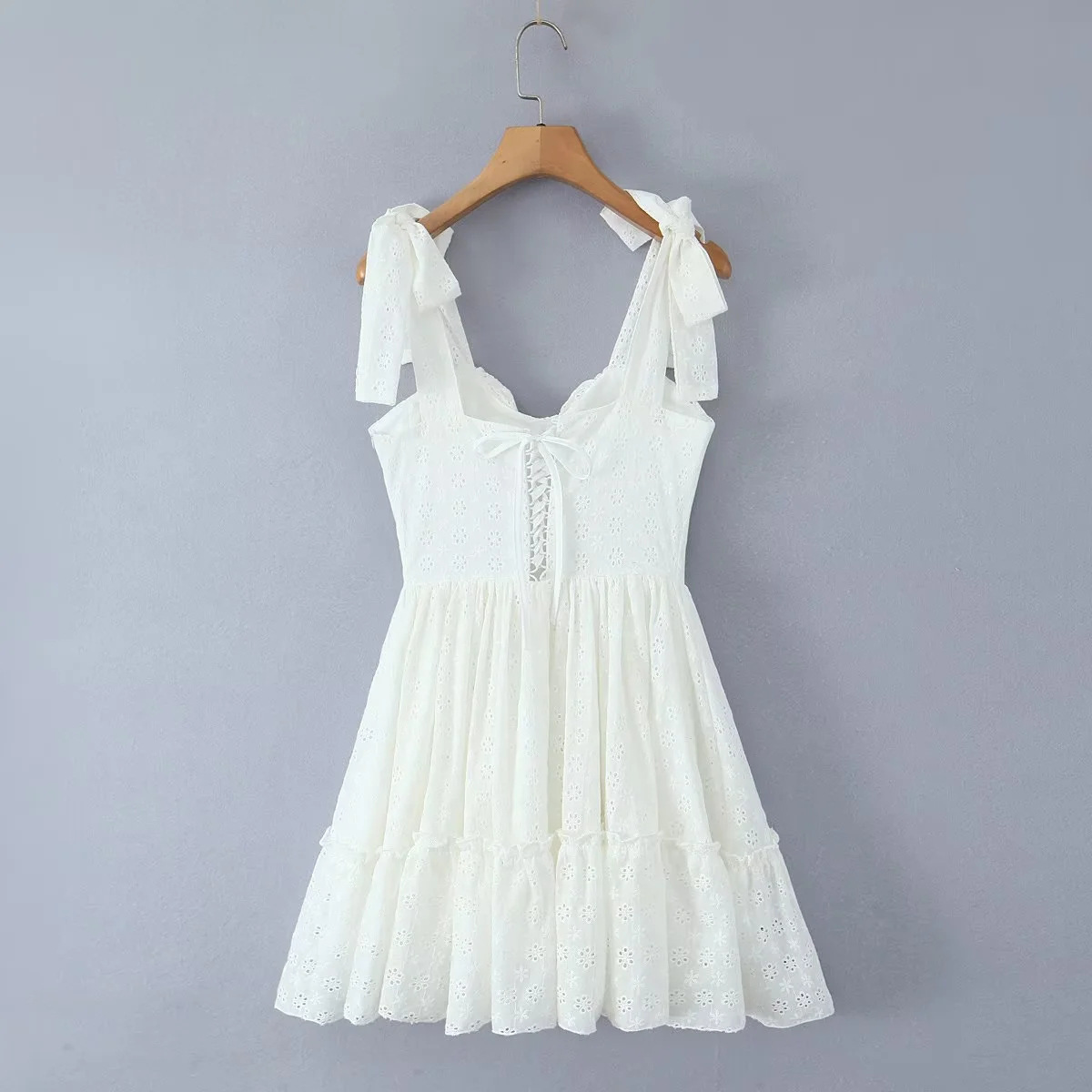 A-Line Square Neck Sleeveless Cotton Solid Strappy Dress