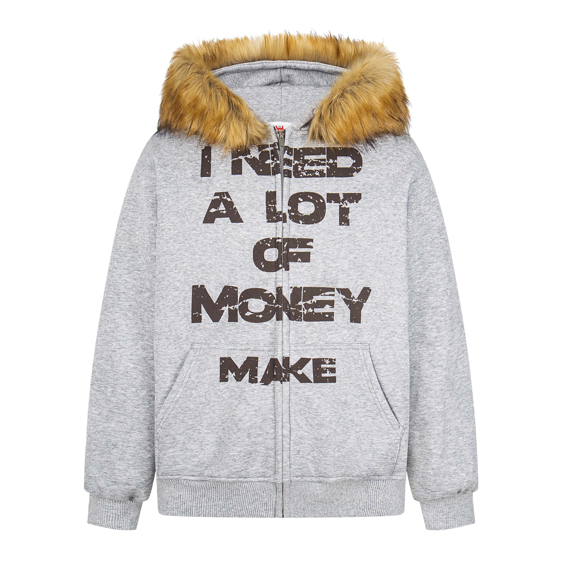 Vintage Graphic Street Cotton Blend Zip Hoodie