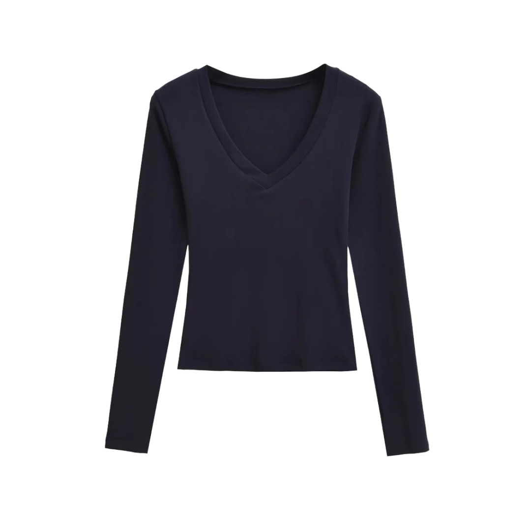 Plain Slim Fit Low Cut Wrist-Length Body Suit