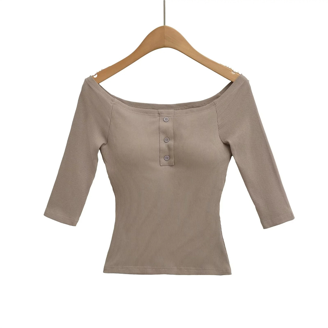 Sexy Slim Three-Quarter Scoop Neck Bodysuit