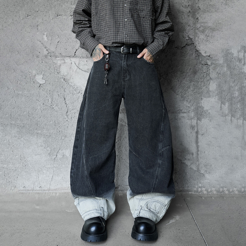 Street Style Retro Deconstructed Patchwork Designer Jeans, High-Quality Unique Design Knife-Style Pants