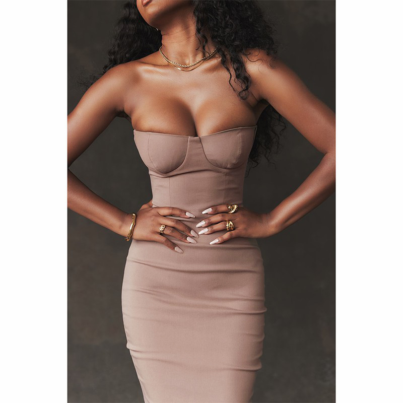 Collarless Bodycon Evening Dress