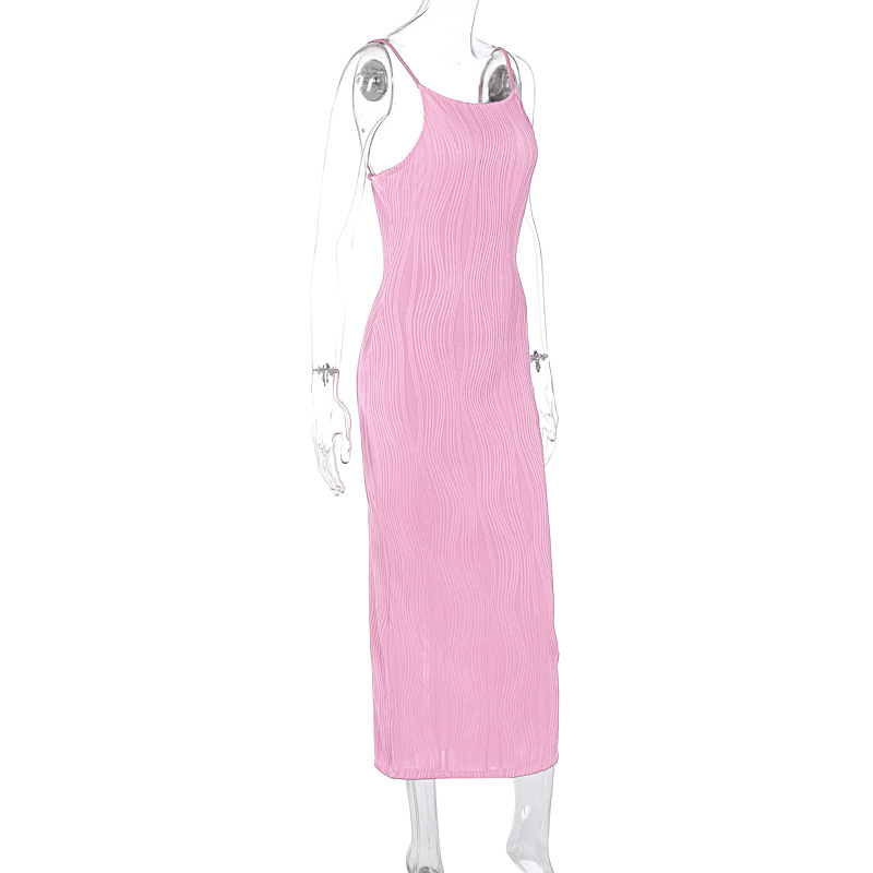 Open Back Sleeveless Collarless Polyester Mid Waist Dress