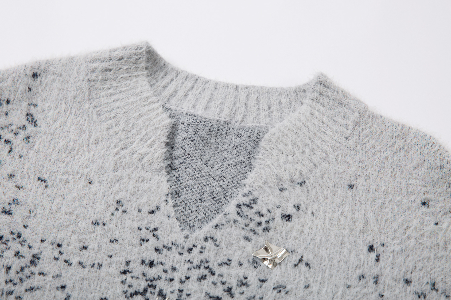 Retro Two-Tone Plunge Sweater
