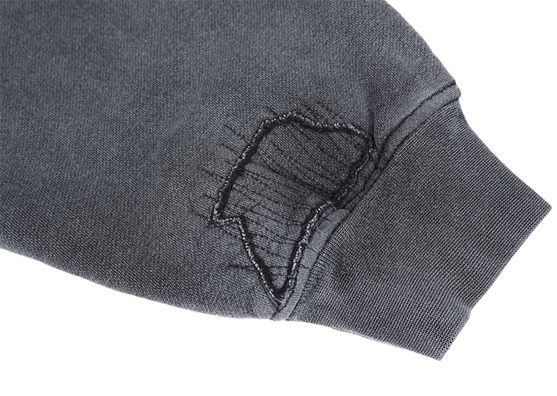 Distressed Loose Fit Cotton Crest Crewneck Hoodie
