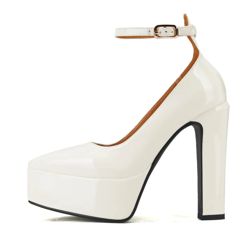 Ladies Shiny Stiletto Raised Sole Evening Shoes
