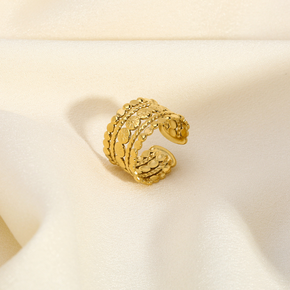 Steel Rings For Women Men Gold Color Hollow Wide Ring Female Male Party Finger Jewelry Gift Trend Free Shipping