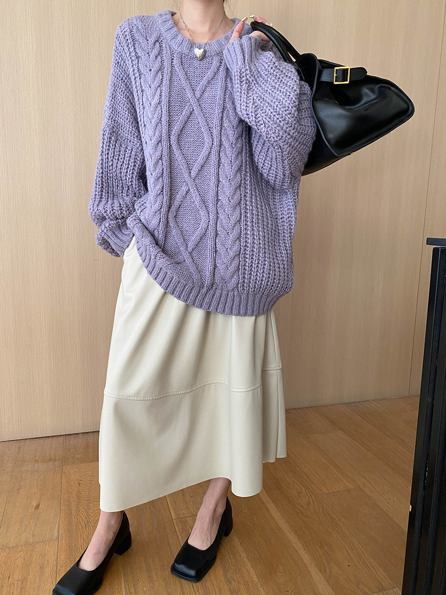 Relaxed Fit Solid Long Sleeve Sweater