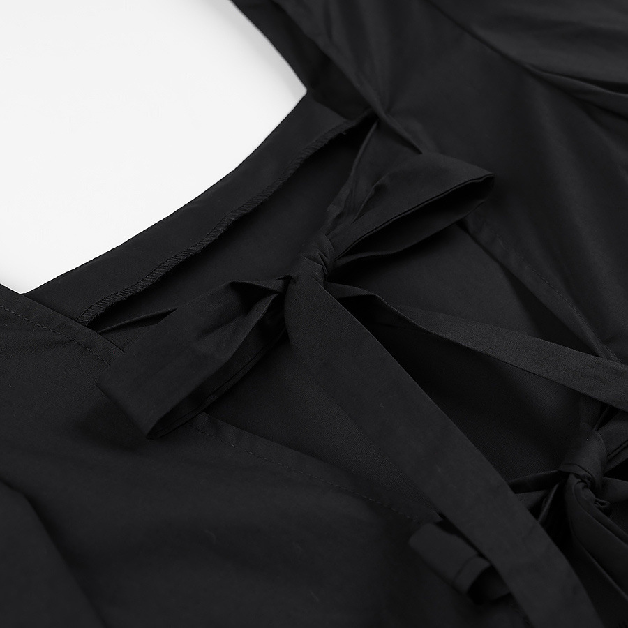 Box Collar Corset Front Puff Shirt