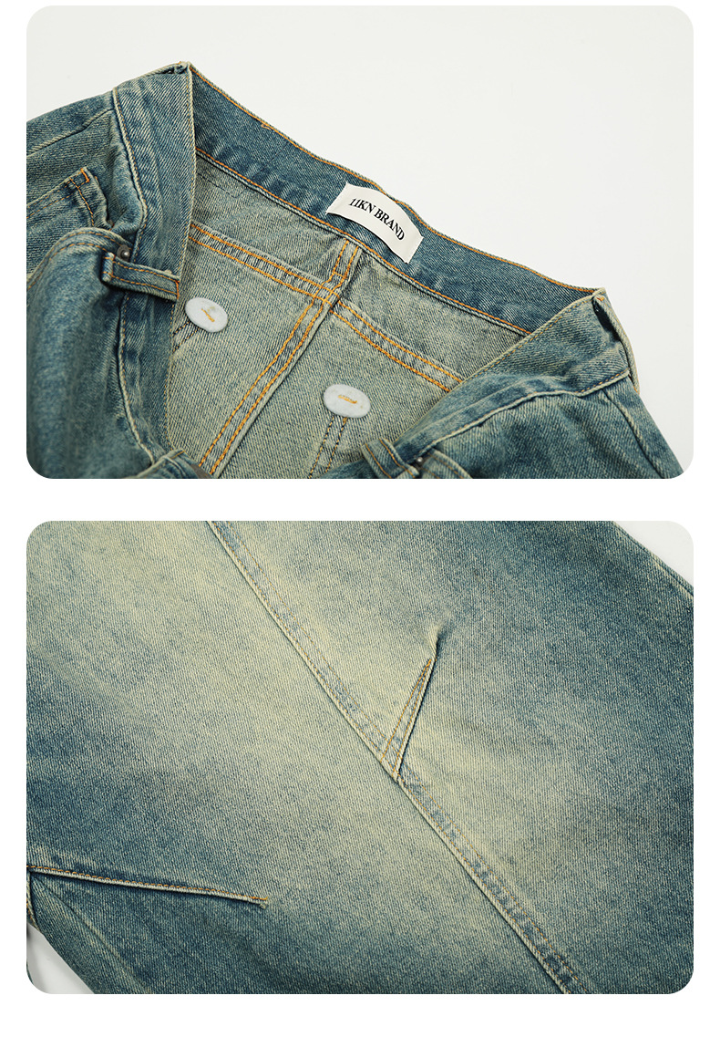 Jeans for Men and Women Deconstructed Retro Slim Fit Wide Leg Casual Long Pants