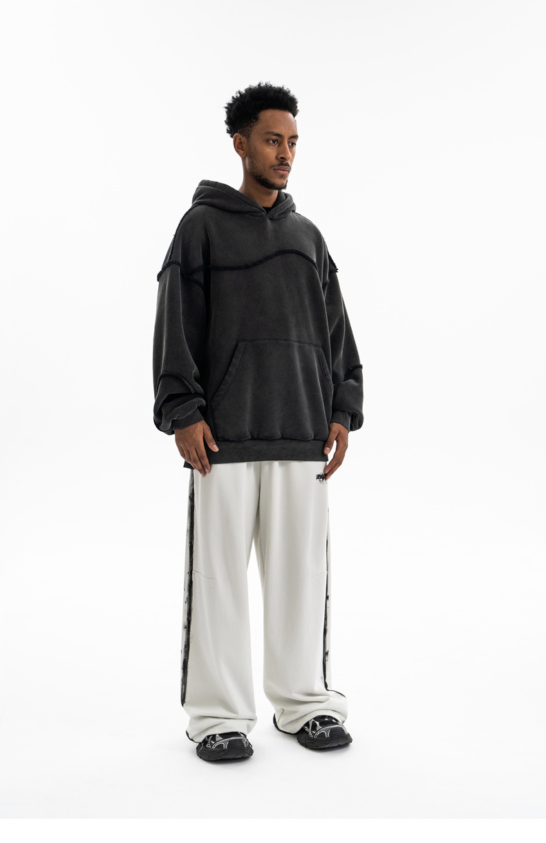 Cotton Paneled Exposed Seam Hoodie