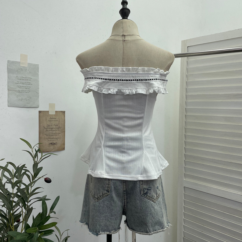 Ruffled Asymmetric Sleeveless Ribbon Knot Top