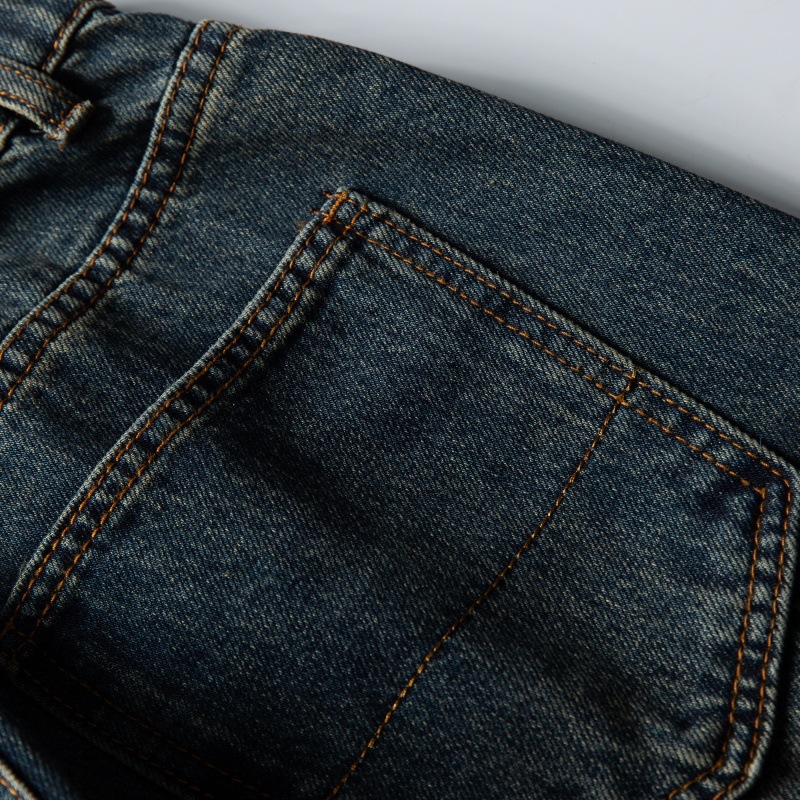 Distressed Basic Loose Straight Casual Washed Denim Pants for Men
