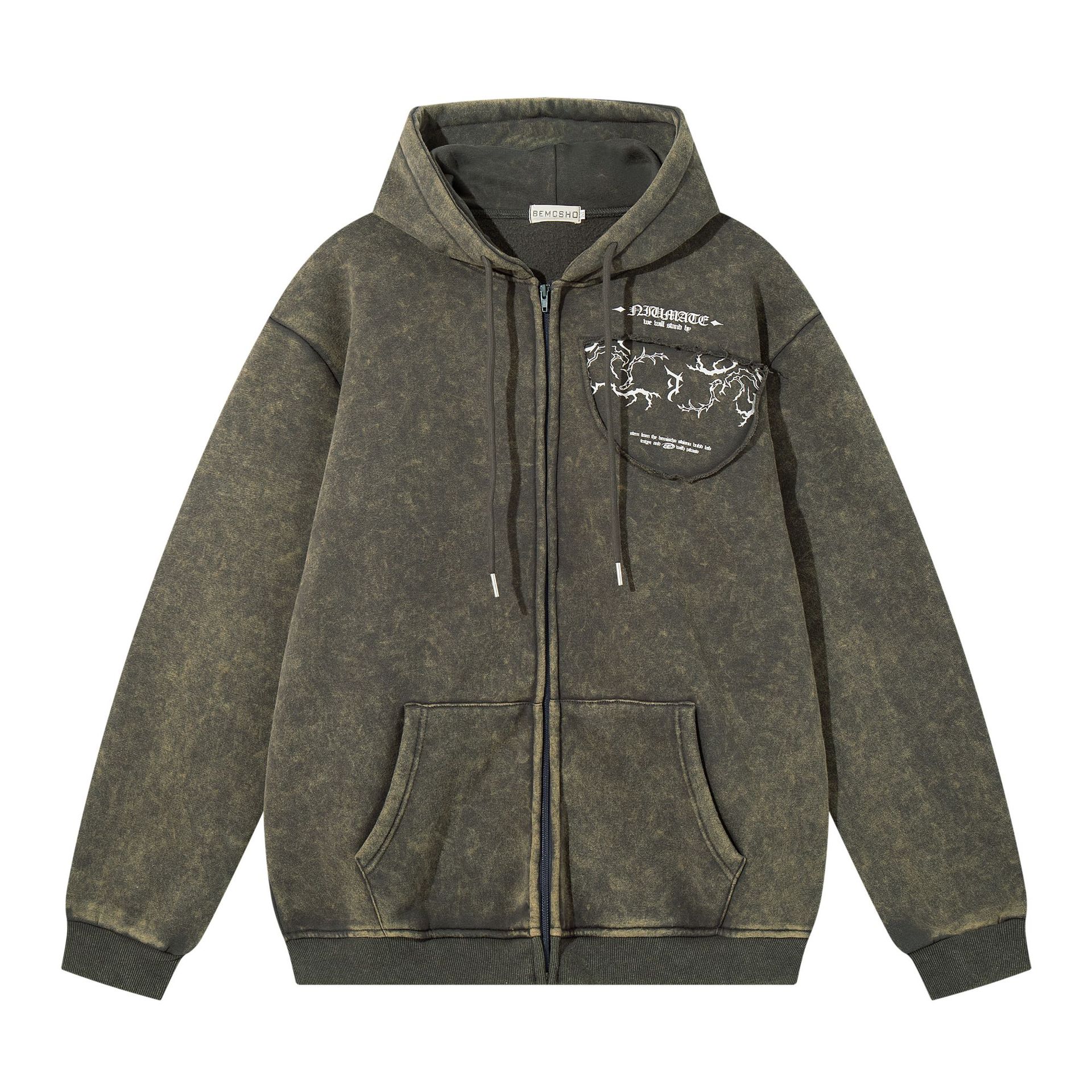 Guy's American Retro Letter-Print Loose Fit Hoodie