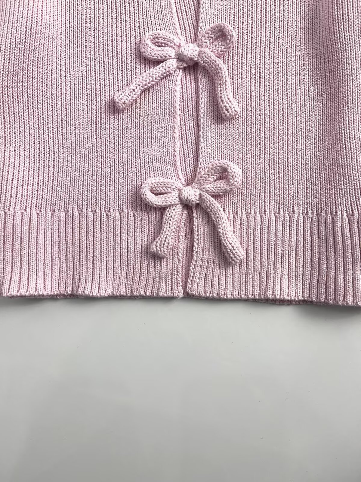 Solid Notched Bow Detail Three-Quarter Sweater