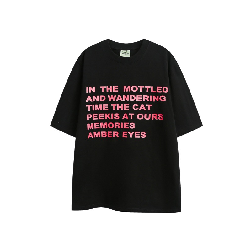 Oversized Unisex Japanese Retro Letter Crew Neck Tee