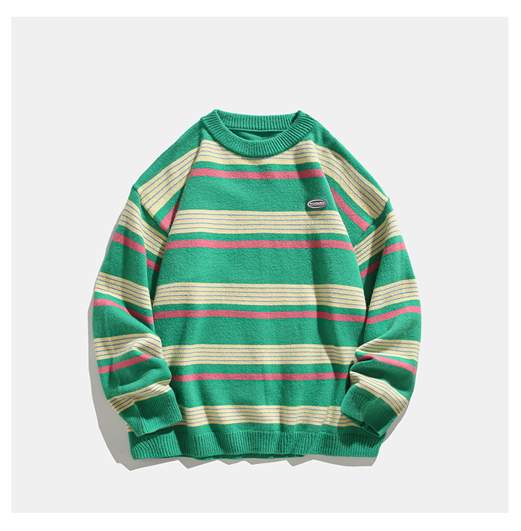 Loose Fit Japanese Workwear Color Block Sweater