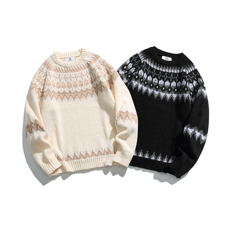 Oversized Japanese Workwear Jacquard Sweater
