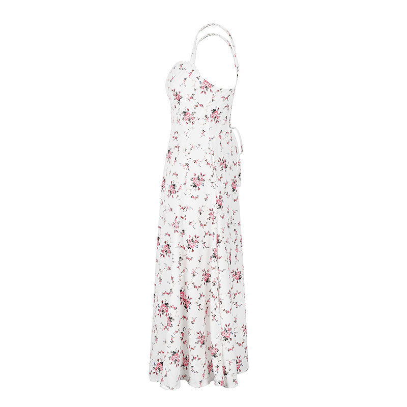 Ladies Patterned V-Neck Bare Shoulder Fitted Maxi Dress