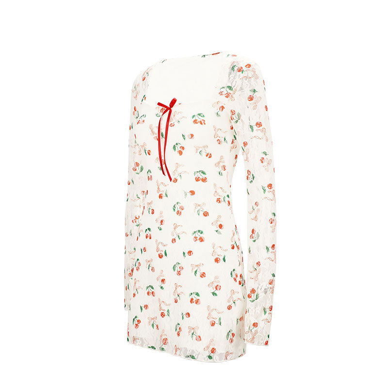 Geometric Cutout Patchwork Graphic Full Arm Short Dress