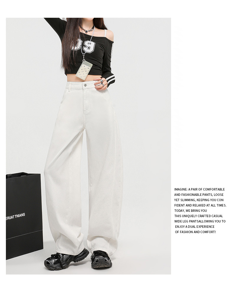 Light-colored Wide-leg Jeans for Women - Summer New Arrival, Split Design Loose Fit Concealing Meaty Legs with Vertical Feel Banana Flare Pants