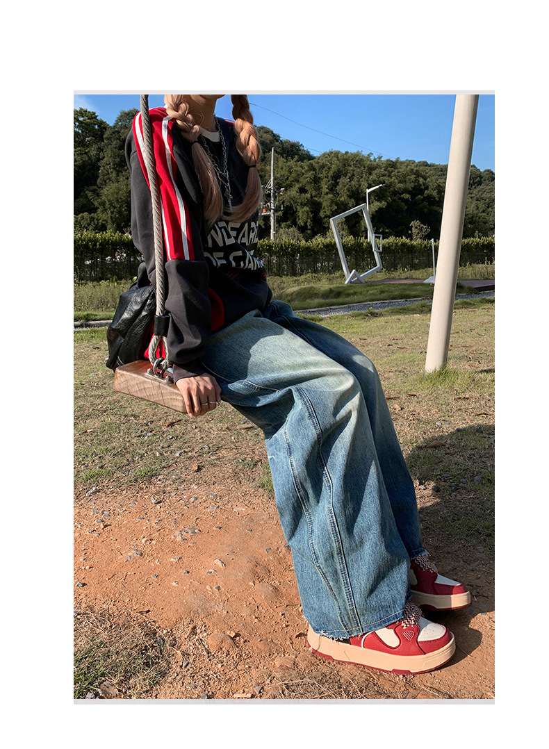 Women's Loose Wide Leg Pants Unique Design Scythe Pants High Waist Jeans