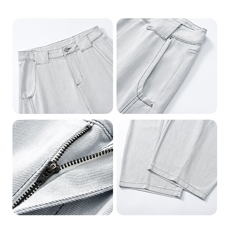 Low-Waist Knife-Edge White Jeans for Women Summer New Loose Straight High Street Wide Leg Pants
