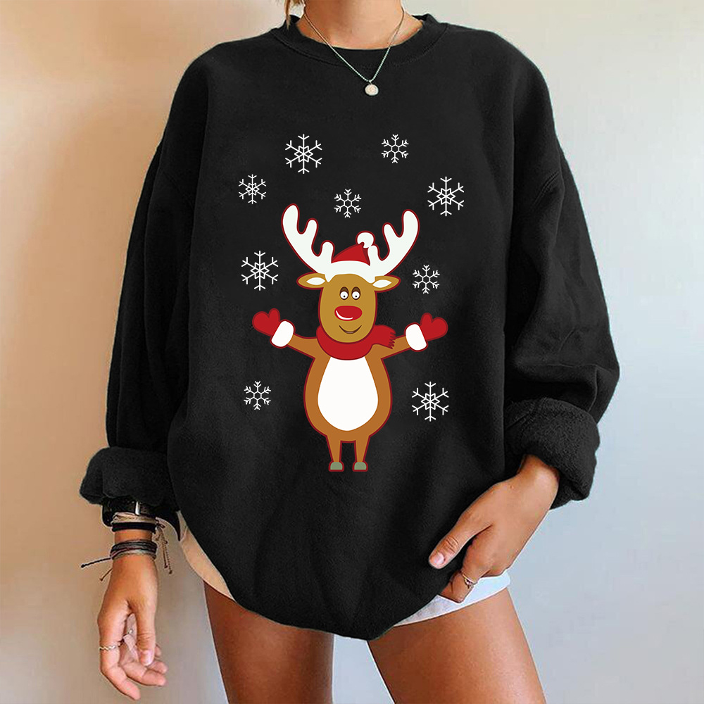Loose Fit Cotton Blend 3D Deer Hoodie